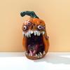 Halloween Resin Monster with Tongue Licking The Pumpkin Figurine - Scary Halloween Decoration - Creative Desktop Craftwork