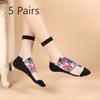 5 Pairs of Women's Summer Thin Fashion New Flower Tube Crystal Stockings