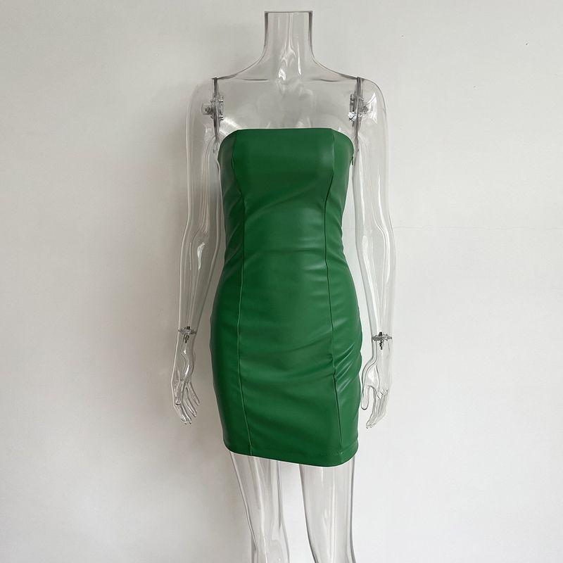 European and American Style Solid Color Sexy Nightclub Hip Strapless Dress