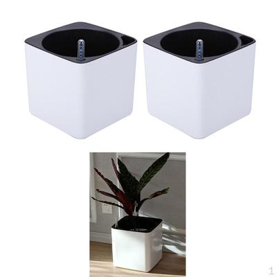 2 Pieces Square Plastic Self Watering Pot Planters with