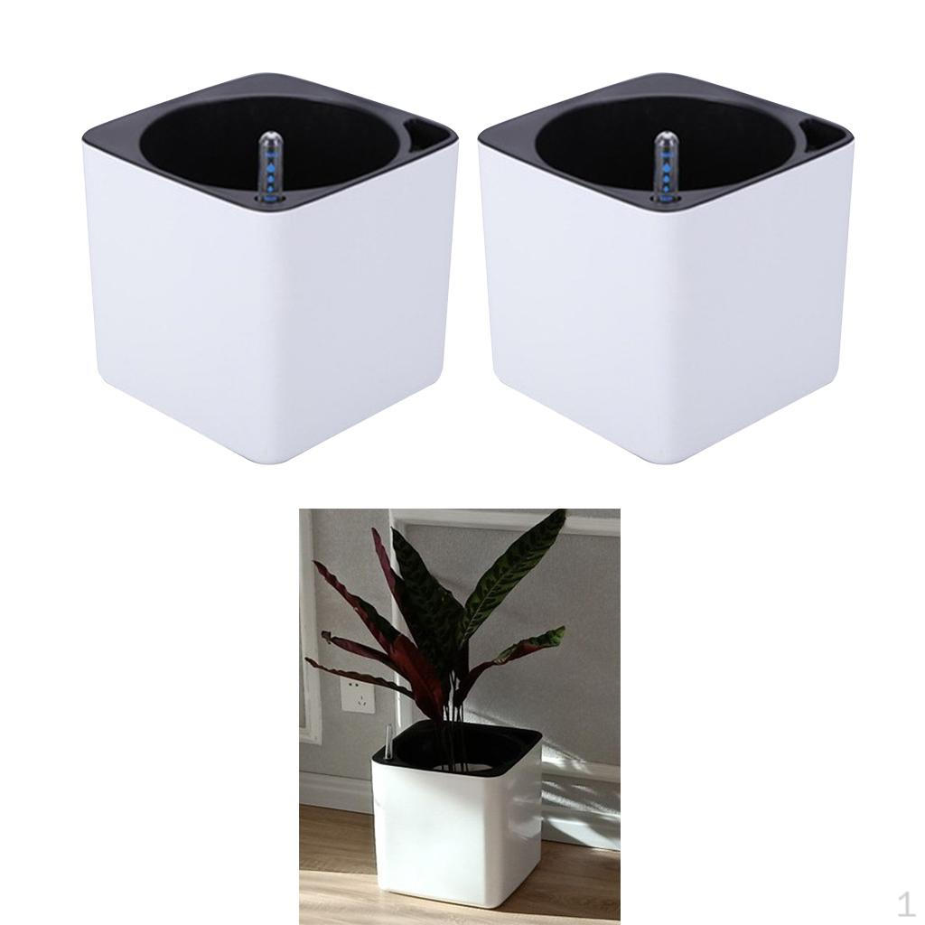 

2 шт. квадратных пластиковых самополивных горшка-кашпо с