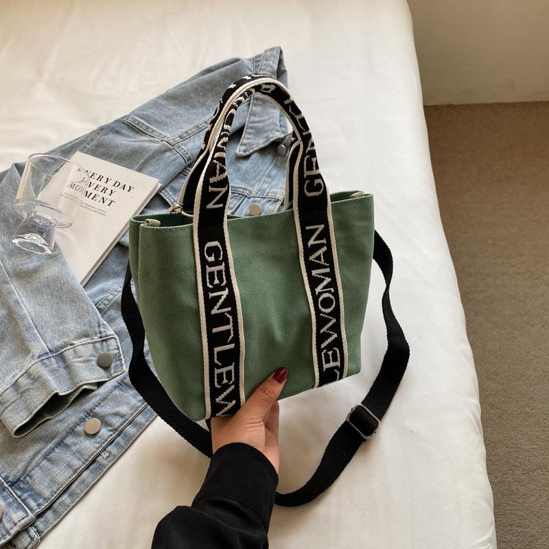 Alphabet Canvas Bag Student Wear Book Japanese College Style Bag Girls Color Matching Large Capacity Class Commuter Shoulder Bag