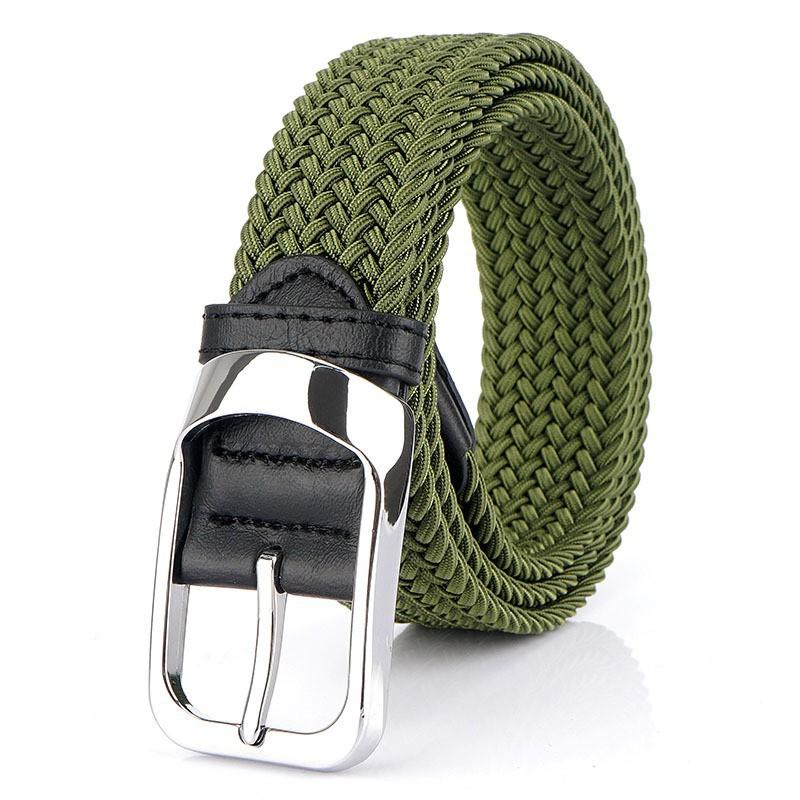 Knitted Belt Men's Trendy Cloth Casual Elastic Waist Canvas Golf Jeans Pants Women's