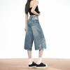 Fashion Summer Classic Straight Wide Leg Denim Cropped Capri Pants Trendy Versatile Slimming AllMatch Basic Bottoms