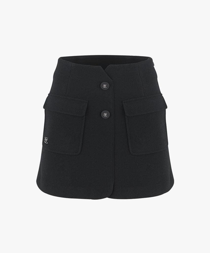 FAIRLIAR GOLF High-Waisted Button H-Line Skirt (Black)