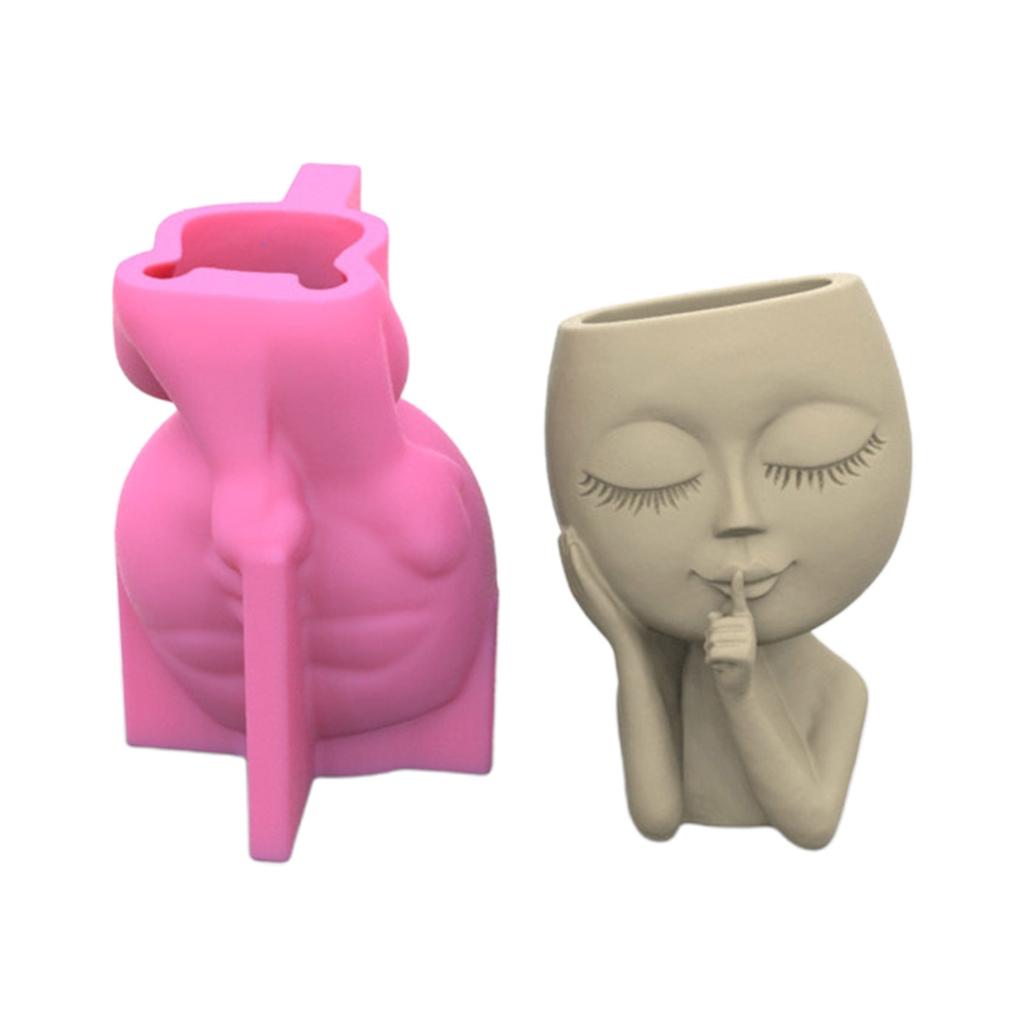 Silicone Planter Mold Big for Head for Doll Flower Pot Resin Casting Mold Cute for Doll Succulent Planter Epoxy Mold Han