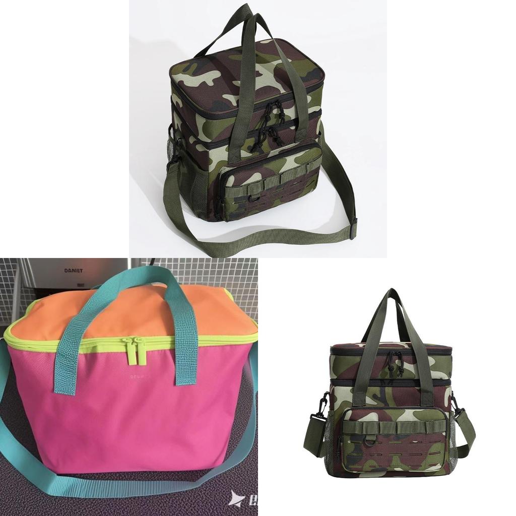 Bolsa nevera de tela Oxford con camuflaje y aislamiento impermeable para camping al aire libre y picnic