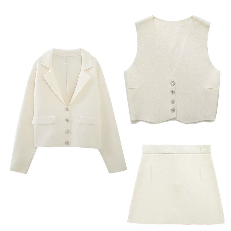 Fashion Style New Arrival Women's Short Knitwear Outwear + Vest + Short Skirt 5539017 5536018 5536019