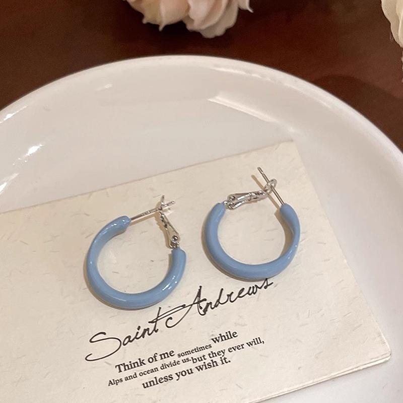 1Pair Colorful  Hoop Earrings For Women Girls Simple Versatile Trendy Round Small Earrings Jewelry Accessories Gifts