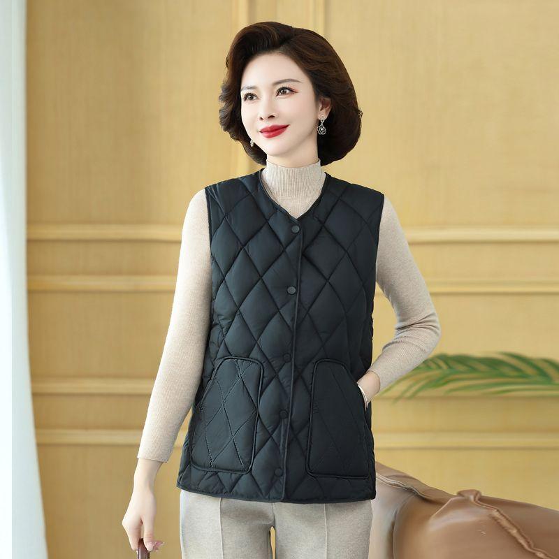 Middle Aged Women's Autumn Fashion Mother's Winter Lightweight Sleeveless Waistcoat Jacket