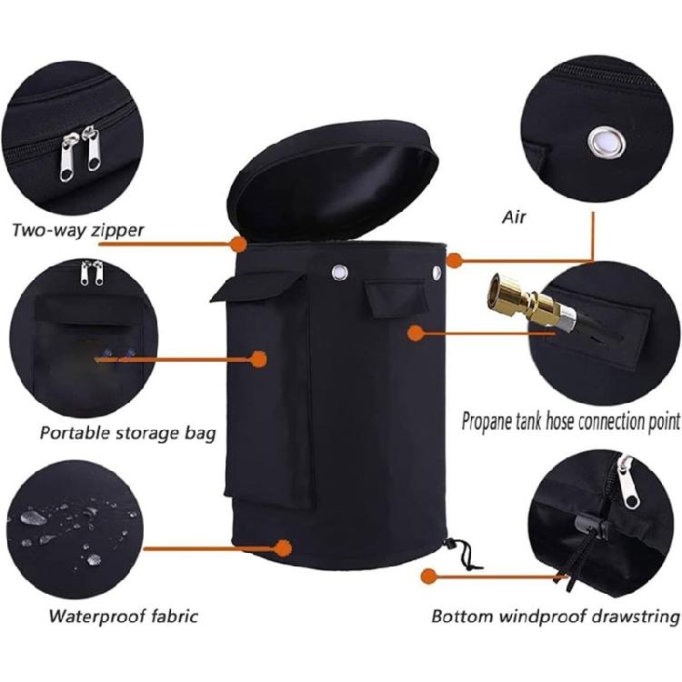 Oxford Cloth Propane Tanks Cover With Windproof Drawstrings Base And Storage Pocket Weatherproof Gas Cylinder Protector
