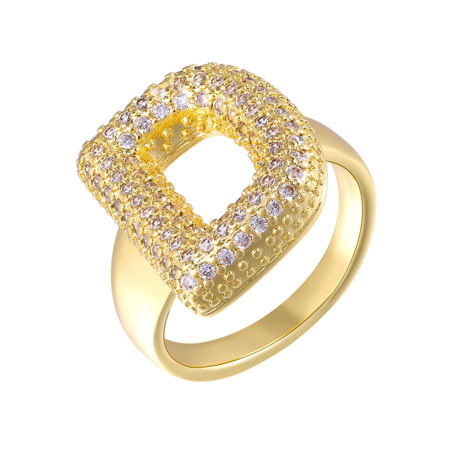 Zirkon Kupfer Mikro-Eingefasst 26-Buchstaben Offener Ring - Europäischer & Amerikanischer Weihnachtsschmuck