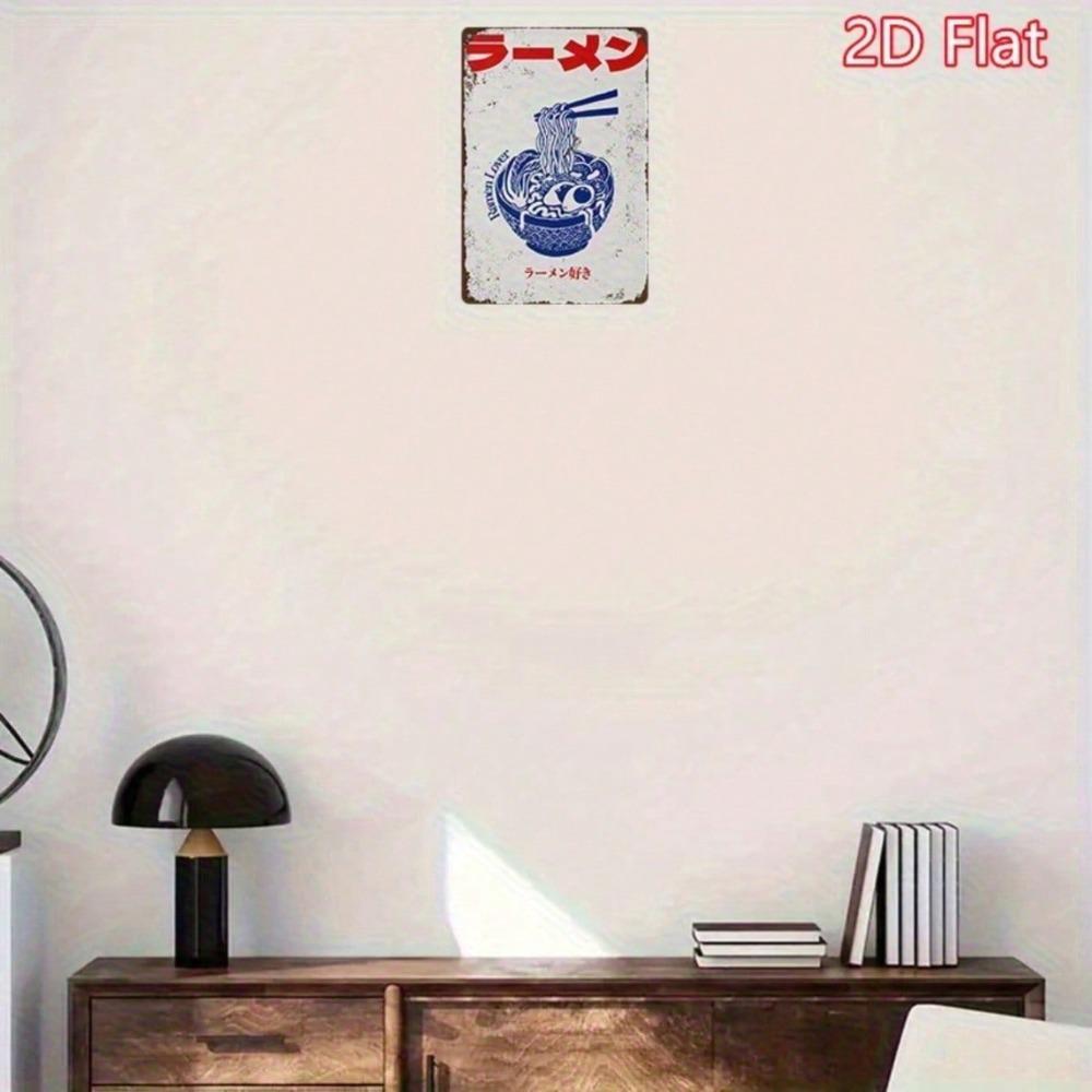 Vintage Japanese Ramen Metal Sign 8x12 Retro Iron Wall Decor with Chopsticks & Asian Text