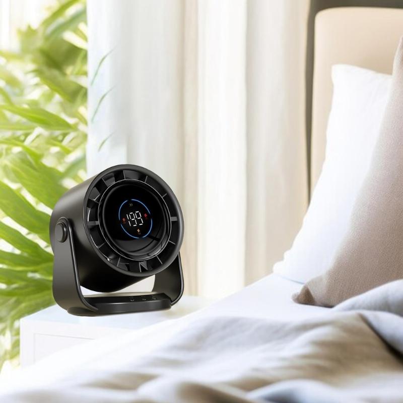 Quiet Powerful Fan Digital Display Fan 4000mAh Battery Fan ABS Texture Suitable for Bedroom Office and School Use