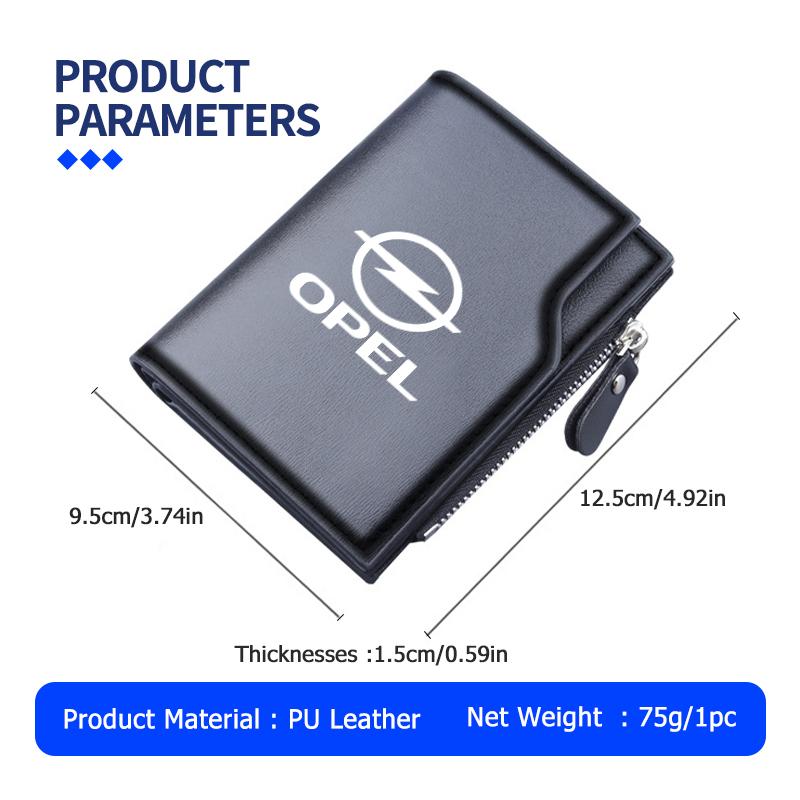 Short Wallet Zipper Coin Pocket Business Male Purses Card Holder For Opel Astra H G J Insignia Corsa Zafira Meriva Mokka