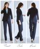 Pantsuit Pantsuit Sleeve Tailored Jacket Straight and Horizontal Stretch Plus Sizes Available Navy 3L [Nissen] Women's Suit (7/8 + Pants) (Vertical