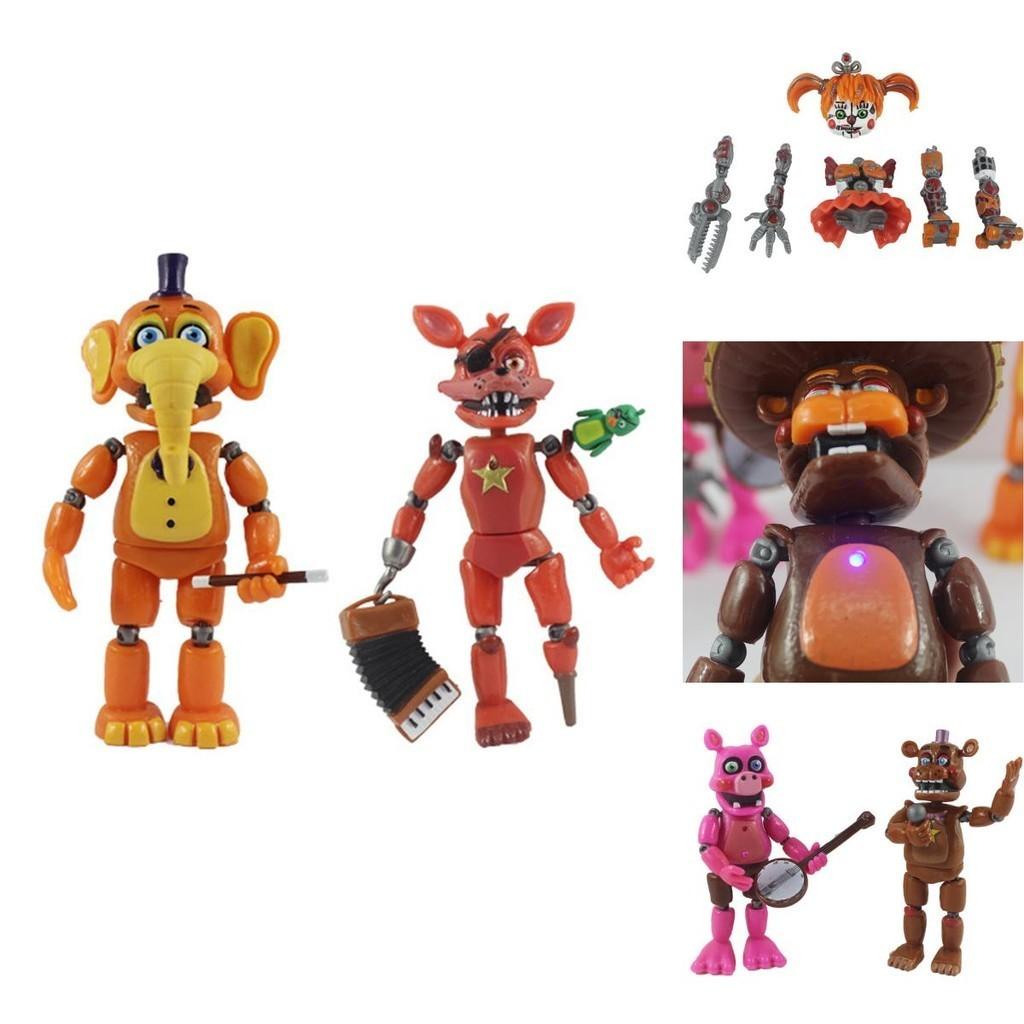 Collectible Set Of 6 Five Nights At Freddy's Light Up Action Figures With Movable Parts