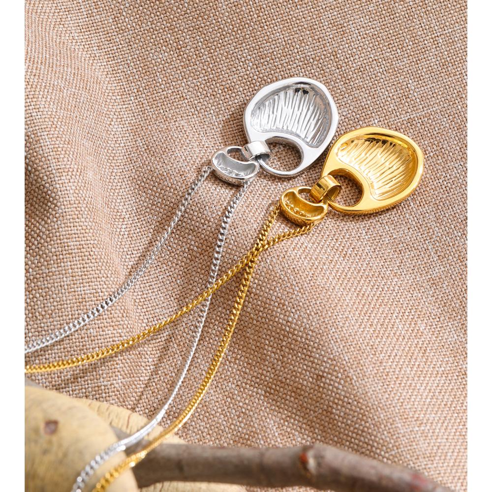 Eetit 70+5cm Smooth Stainless Steel Geometric Pendant Statement Necklace Sweater T-shirt Chain Long Popular High Quality Jewelry