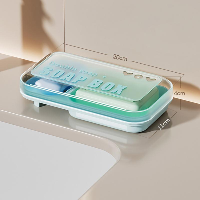 

Мыльница с двумя отделениями большой вместимости, портативный держатель для шампуня, мыльница для ванной, душа, со сливным слоем, с крышкой синий