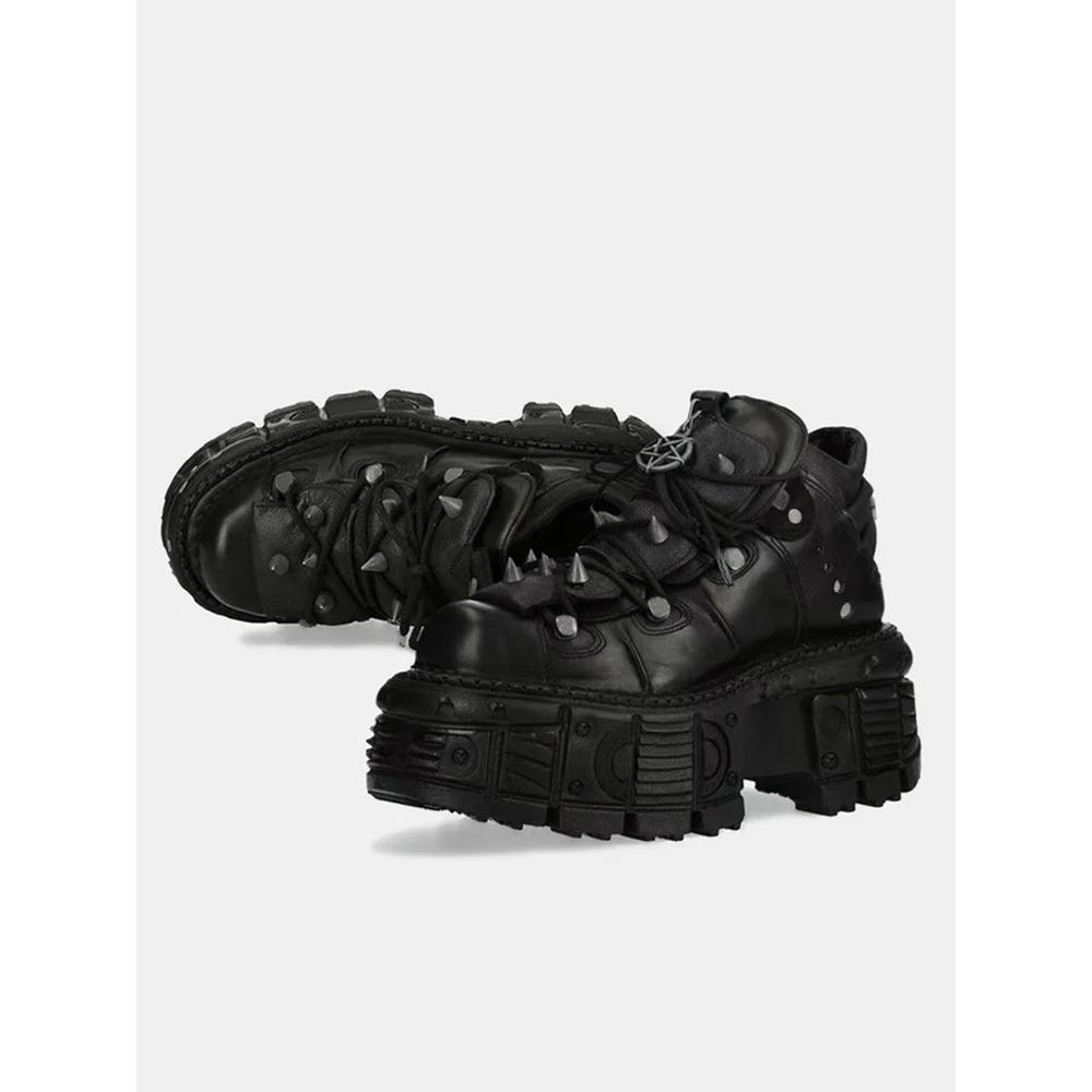 Neue Schwarze Muffin Plateau Punk Damen Klein Herren Spanischer Trend Cyberpunk Dad Shoes 8cm