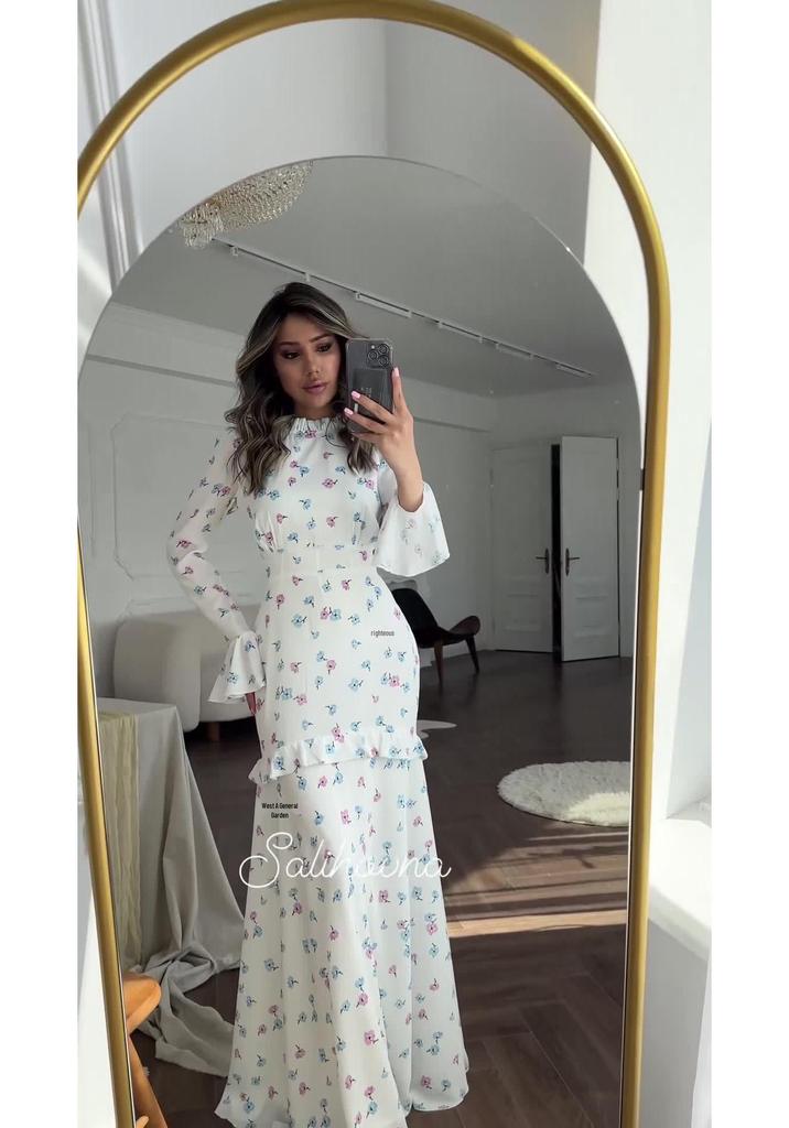 Frühling 2026 Florales Rüschenkleid - Sanfter Stil