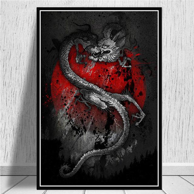 Bonsa Bushido Samurai Kanji Tinte Japanische Ninja Poster und Drucke Wandkunst Leinwand Bilder Malerei Ästhetische Raumdekoration Obrazy