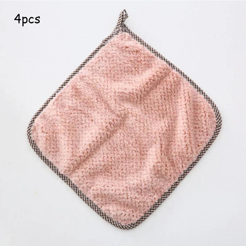 Four Colours Hanging Coral Fleece Hand Towel Special For Microfiber Water Absorption Cleaning Towels Nonstick Oil Fast Drying