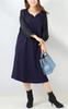 Gold Japan Plus Size Heart Neck Chiffon Sleeve Long Midi Heart Size 3L Women's Dress, Dress, Sleeves, Dress, Neck, Navy, (mncut-122419)