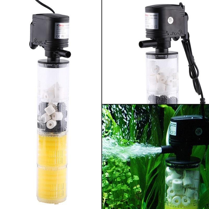 3 In 1 FishTank Filter Oxygen Pump Water Quality Purifier Tool EU Plug Aquarium Filter