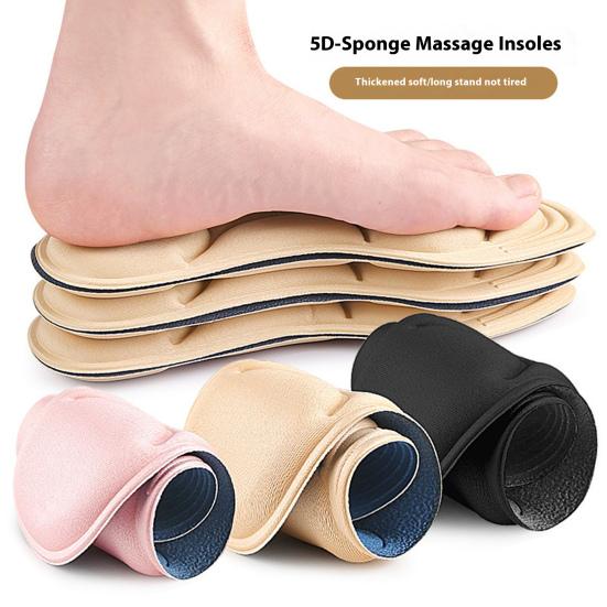 Unisex 5D Sponge Puff Sports Insoles Soft Absorption Pads Massage Insoles Arch Support Orthopedic Inserts for Running Basketball