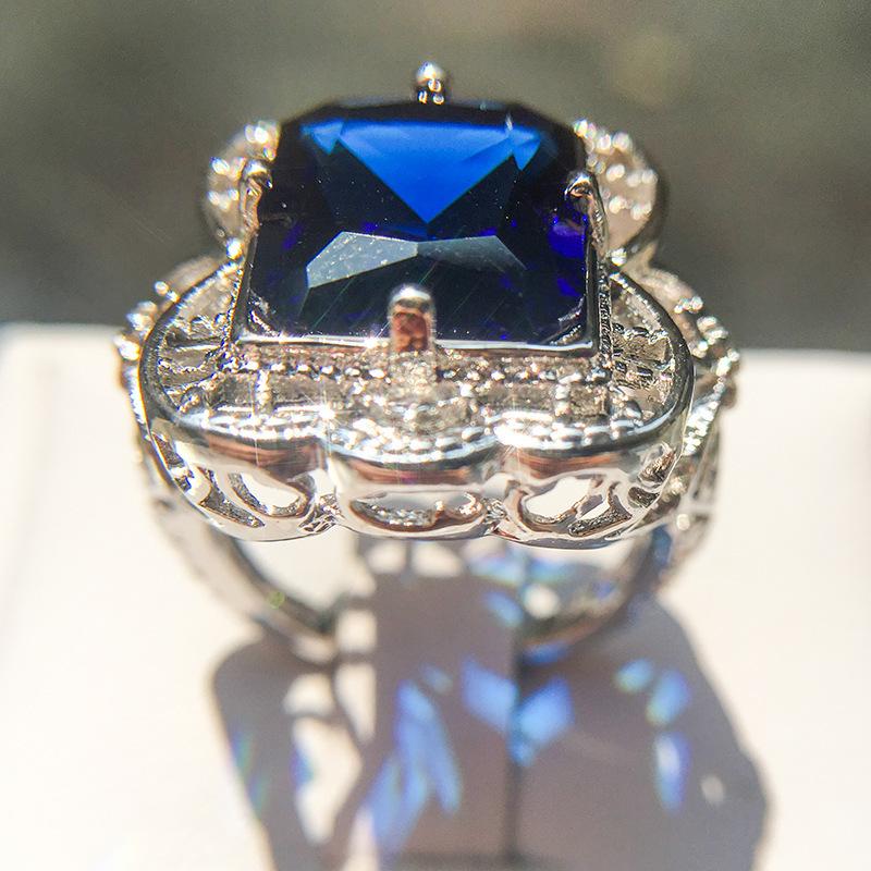 Classic Jewelry, Sapphire Court Hollow Pattern Ring, Platform Fast Order