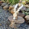 Light Brown Farmhouse Wooden Bead Strand Hanging Tassel Bead Ornament  Candlestick Winding Bead