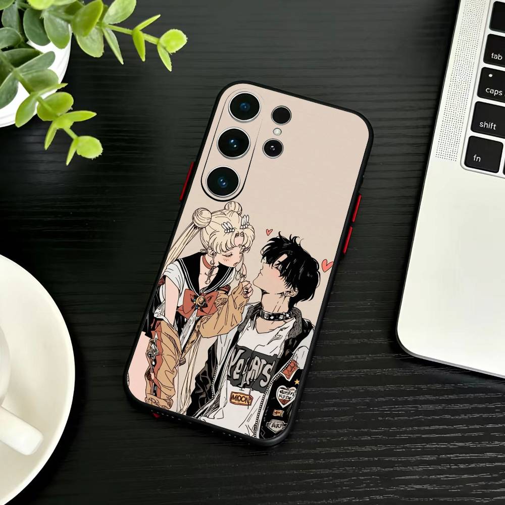 Cartoon G-Sailor M-Moons Phone Case For Samsung S26,S25,S24,S23,S22,S21,S20,S30,Ultra,Plus,Fe,Note,5G Black Cover