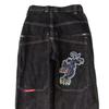 Streetwear JNCO jeans Y2K hip-hop cartoon pattern loose black pants men's and women's wide-leg pants wholesale