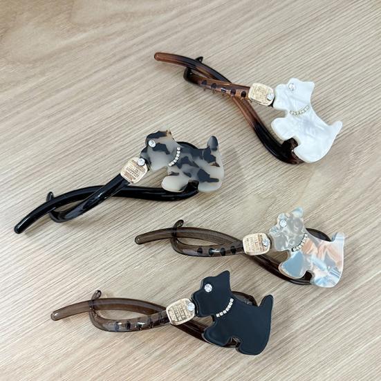 Hairpin Faux Pearls Cat Puppy Shape Hair Claw Back Head Hair Clip Acrylic Hair Styling Tool