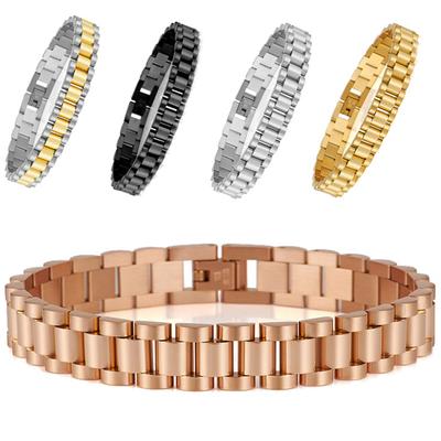 10MM Watch Chain Style Men's Bracelets for Women Man Ladies Gold Plated Stainless Steel Armband Choker Men Jewellery Accessories