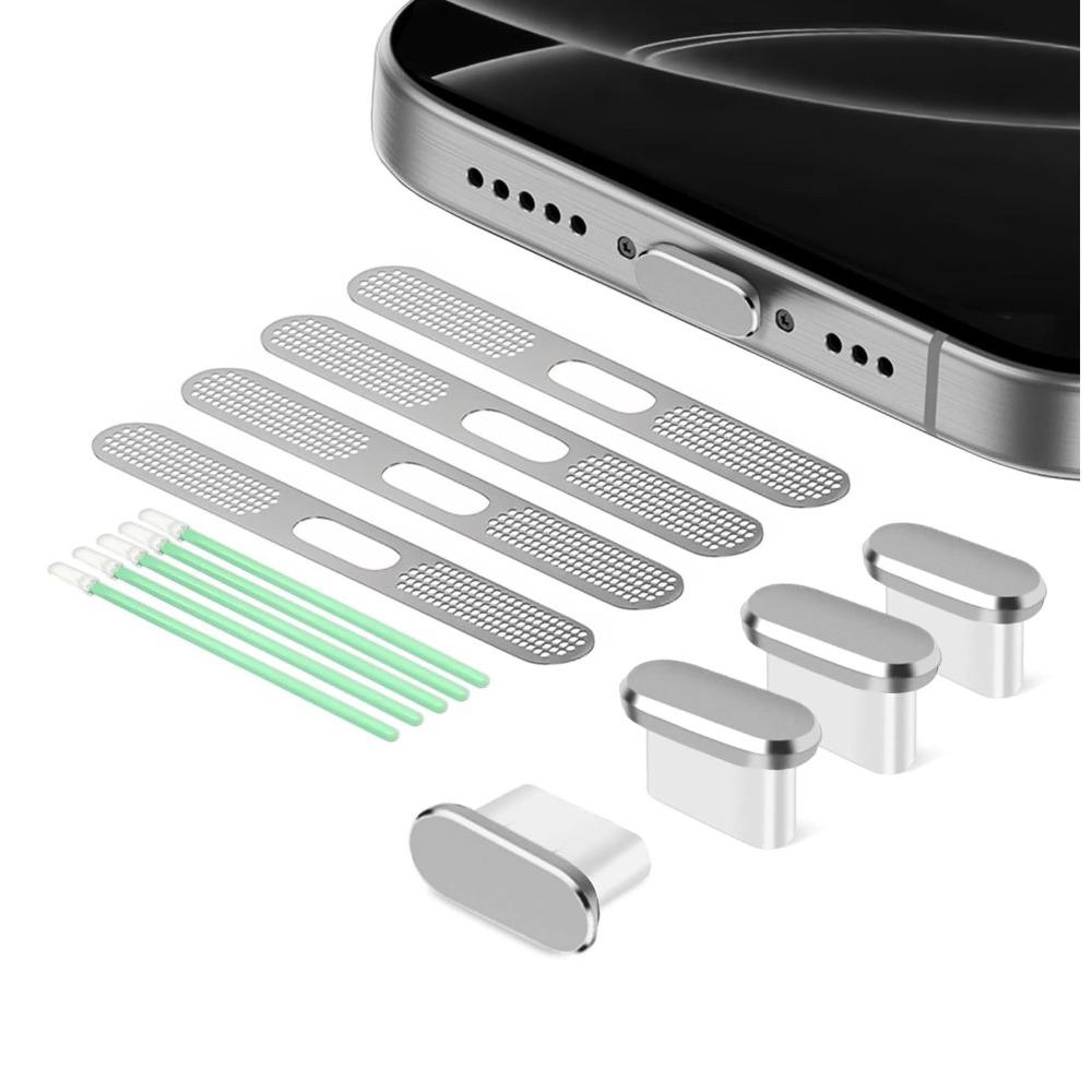 4pack Dustproof Type C Port Cover DIY Speaker Dust Cover for iPhone 15 / 16 Phone Accessories