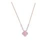 Cherry Blossom Pink Four-leaf Clover Necklace for Women Elegant and Sophisticated Collarbone Chain