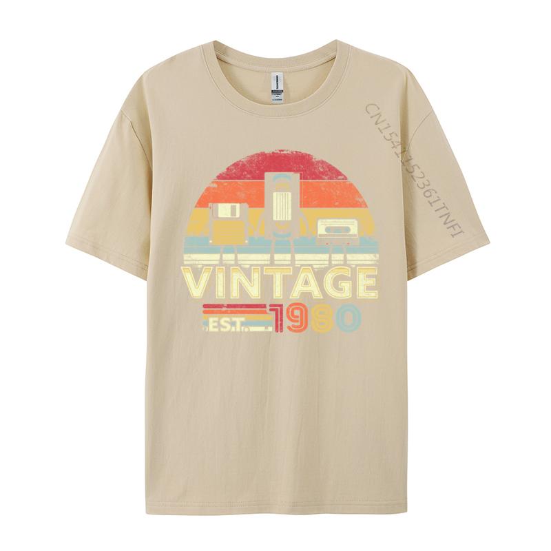 1980 Shirt Vintage 40th Birthday Funny Music Tech Europe Autumn Tops & Tees Normal T-Shirt Cute Birthday T Shirts Top Quality