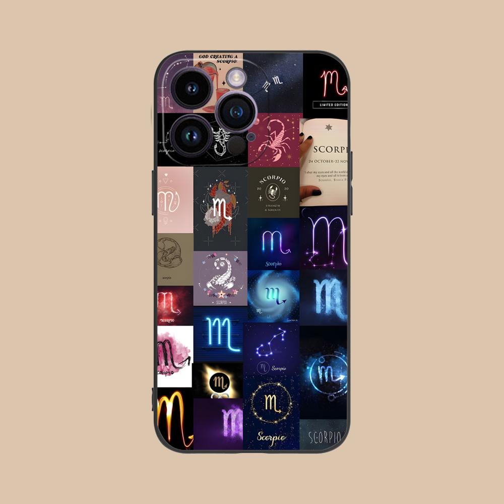 Zodiac Sign Scorpio Phone Case for iPhone 17 16 15 14 13 12 11 X XR XS 8 7 Air Pro Max Plus Mini Soft TPU Shockproof Cover