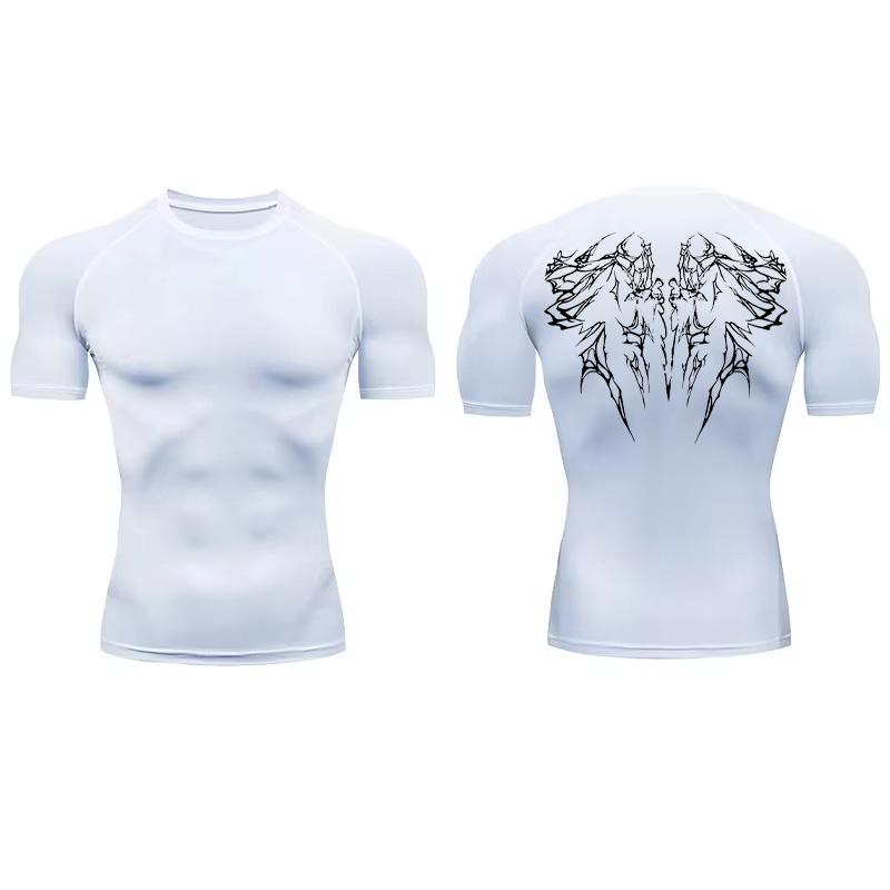 

Mens Compression T-shirt Gym Running Quick Dry Fitted Sportswear Fitness Breathable Casual Workout Harajuku T-shirt Short Sleeve S белый