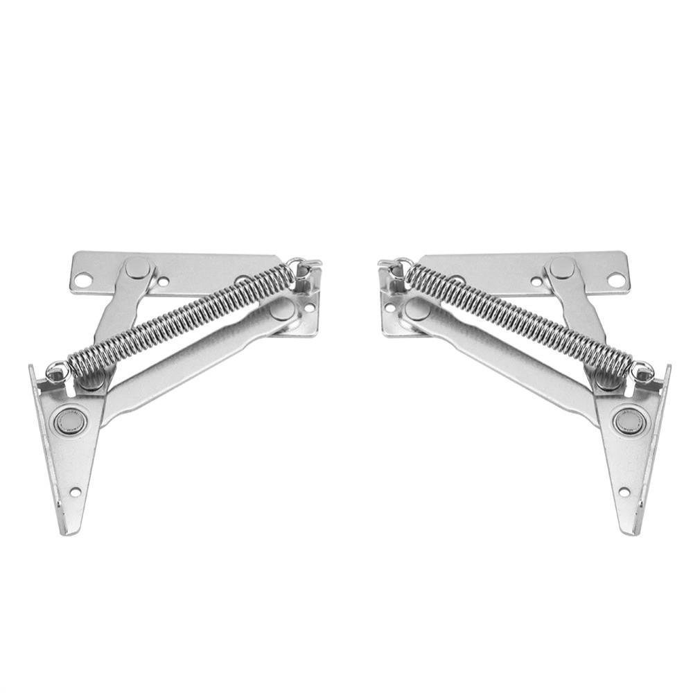 2 Pieces Lid Support 80 Degree Spring Hinges Silver Heavy Duty Folding Lifting Bracket Sofa Hinge Lifters Sofa Bed