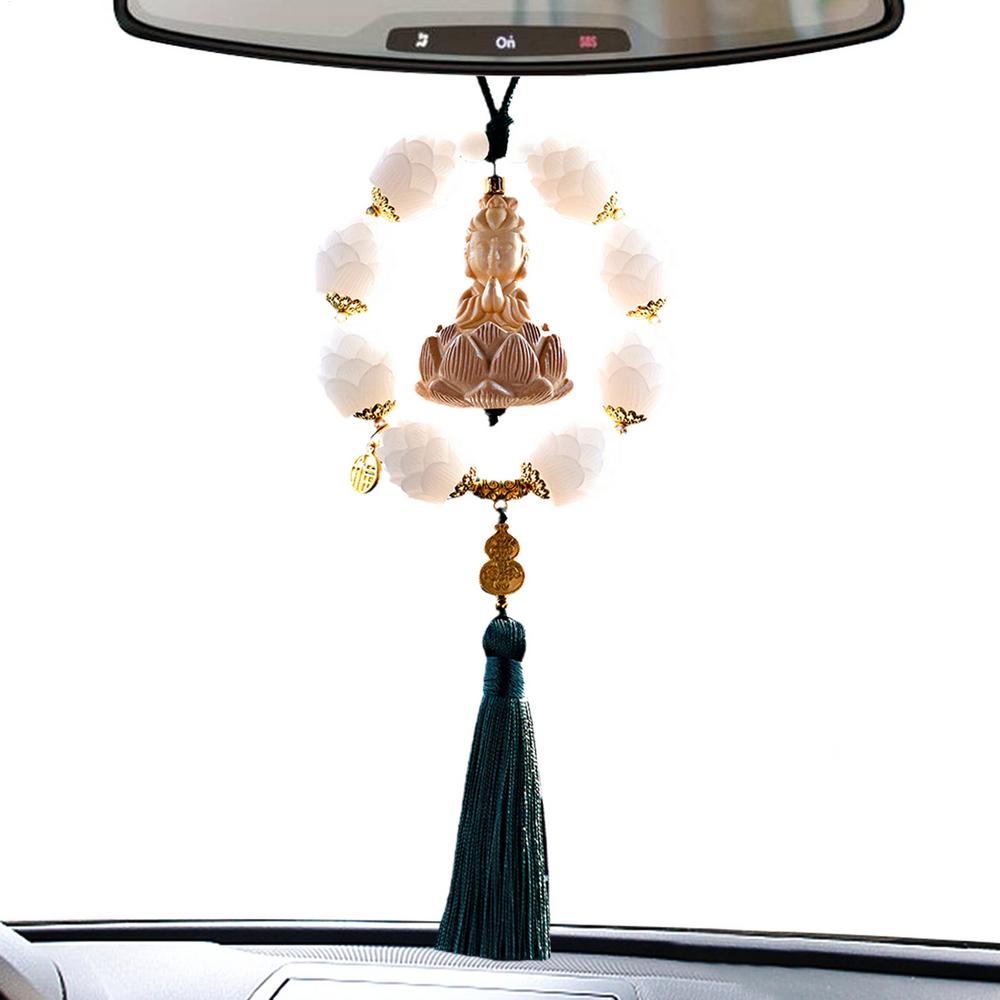 Car Interior Buddha Pendant Decorative Rear View Mirror Charm Hangable Buddha Aesthetic Ornament For Truck RV Minivan Pickup