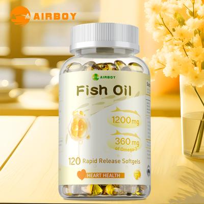 Premium Triple-concentrated Omega 3 Fish Oil Supplement, 1200mg Fish Oil, Supports Heart Health, Easily Absorbed.