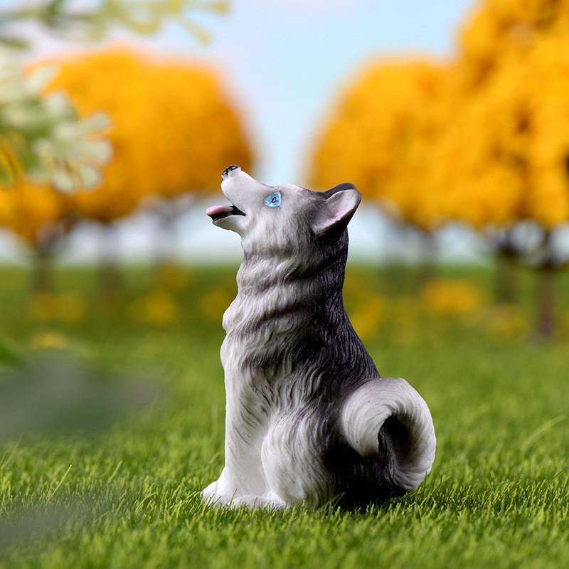 Charming Husky Puppy Resin Sculpture Cute Animal Decoration For Plant Terrarium