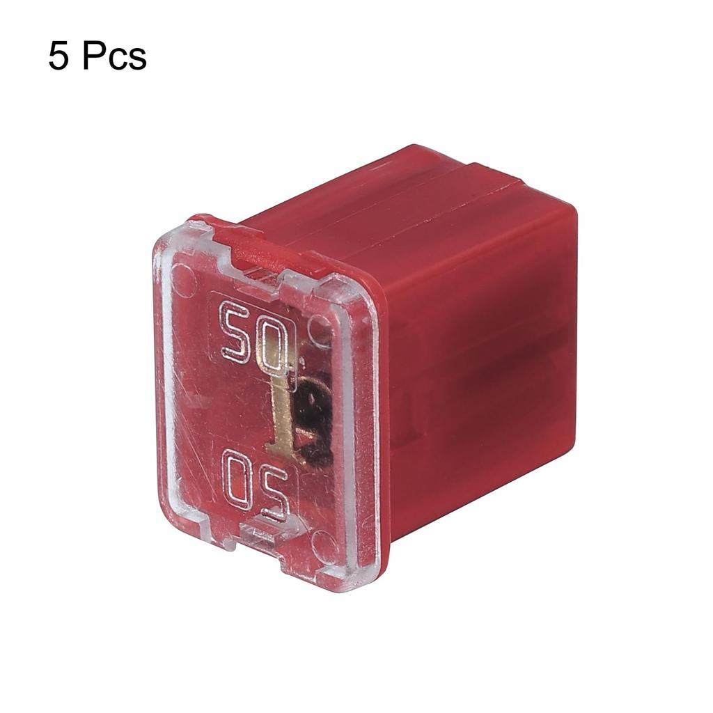 uxcell Car Cartridge Fuse 48V 50A Female Terminal J Case Box Low Profile for Car Traffic Red 5 Pcs