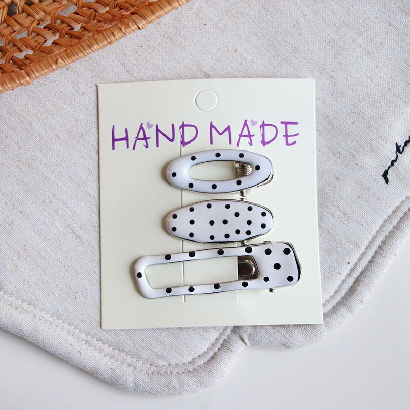 Multi-Color Polka Dot Geometric Metal Drip Glaze Hair Clip Set