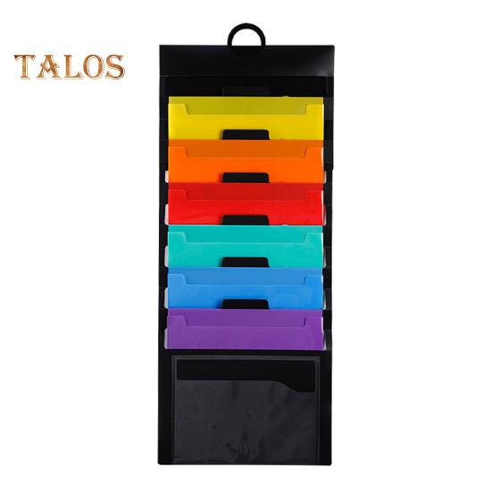 Závěsný organizér pořadačů se 6 velkými kapsami Přenosný skládací prostorově úsporný nástěnný držák pořadačů Držák na dokumenty duhové barvy