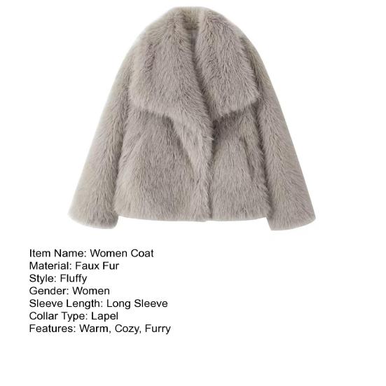 Women's Faux Fur Fuzzy Coat Casual Fluffy Long Sleeve Lapel Shaggy Jacket Winter Furry Open Front Short Coat