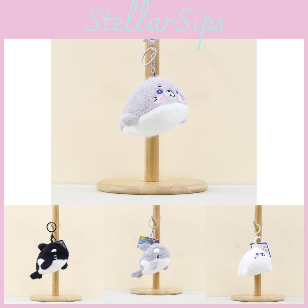 Adorable Plush Whale And Seal Keychain Accessories Soft Stuffed Animal Toys